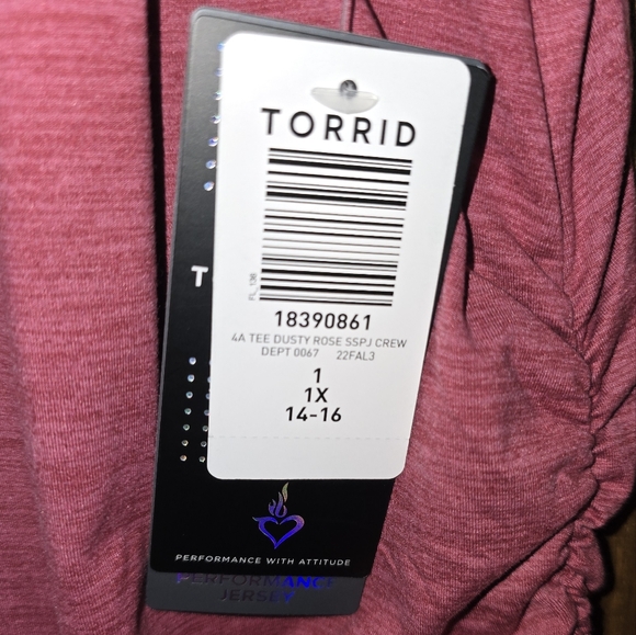 TORRID:BNWT, Soft Performance Jersey Short Sleeve Active Tee, Size:1, Dusty Rose - Picture 12 of 15